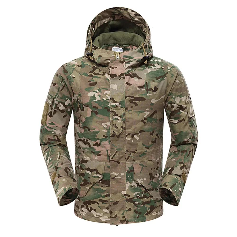 남성용 밀리터리 CP 위장 플리스 전술 재킷, 방수 소프트쉘 바람막이, 겨울 육군 후드 코트, 사냥복